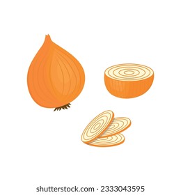 Diseño de vectores simples de cebolla. Ilustración de vegetales frescos de granja. Icono de comida saludable.