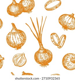 Onion sketch, set of vector illustrations, on a transparent background, hand drawn