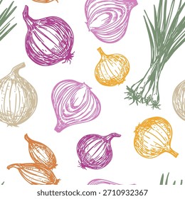 Onion sketch, set of vector illustrations, on a transparent background, hand drawn