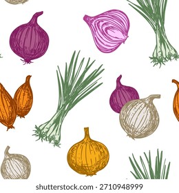 Onion sketch, set of vector illustrations, on a transparent background, hand drawn