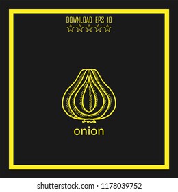 onion sketch vector icon