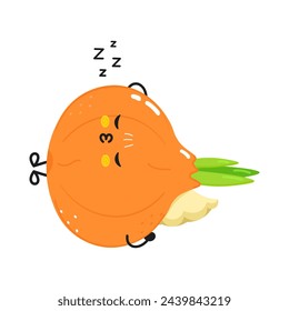 Onion sleeping character. Vector hand drawn cartoon kawaii character illustration icon. Isolated on white background. Onion sleep character concept