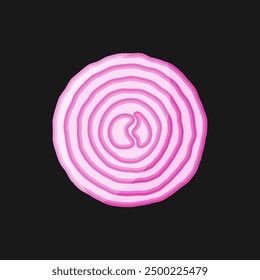 Onion slice flat vector illustration isolated on a black background