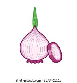 Onion Sliced Icon vector illustration, fresh vegetable cartoon vector style.