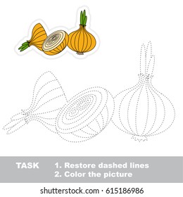 Onion and slices. Dot to dot educational game for kids.