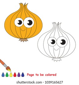 Onion smiling to be colored, the coloring book for preschool kids with easy educational gaming level.