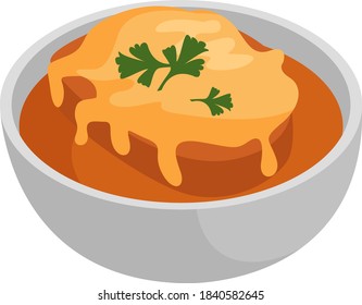 Onion soup, illustration, vector on white background