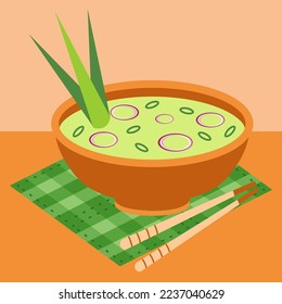 Onion soup. Vector illustration isolated on white background
