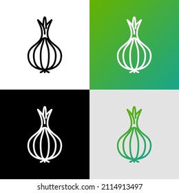 Onion thin line icon. Vegetable, flovouring. Healthy organic food. Vector illustration.