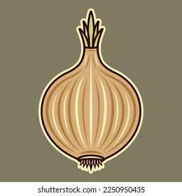 Onion vector colored illustration in vintage style on light background