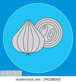 ZwiebelVektorsymbol. Grillschild und Grillabzeichen. Gemüse. Vektorsymbol. eps10