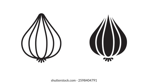 Onion vector icon set in black color.