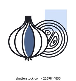 ZwiebelVektorsymbol einzeln. Grillschild und Grillabzeichen. Gemüse. Graph-Symbol für das Kochen von Webseiten und Apps-Design, Logo, App, Benutzeroberfläche