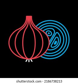 Onion vector isolated on black background icon. Barbecue and bbq grill sign. Vegetable. Graph symbol for cooking web site and apps design, logo, app, UI