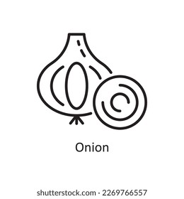 Onion Vector Outline Icon Design illustration. Grocery Symbol on White background EPS 10 File