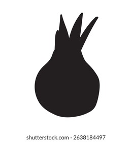 Onion. Vector silhouette. Hand drawn illustration on white background.