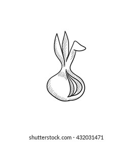Onion vector sketch icon isolated on background. Hand drawn Onion icon. Onion sketch icon for infographic, website or app.