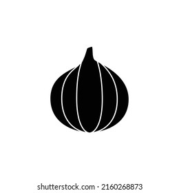 onion vegetable in black flat glyph, filled style isolated on white background