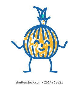onion vegetable character doodle icon sketch vector. onion vegetable character sign. isolated symbol illustration