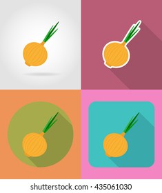 onion vegetable flat icons with the shadow vector illustration isolated on background