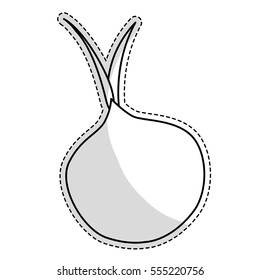 onion vegetable icon over white background. black and white design. vector illustration