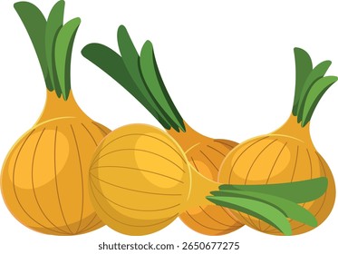 Ilustración vectorial de pilas de verduras de cebolla