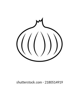 Onion vegetable vector icon outline black EPS 10. Vegetarian flat illustration. Farm market product. Agriculture concept. Fresh healthy organic food..Crop concept for vegan. Isolated on white.