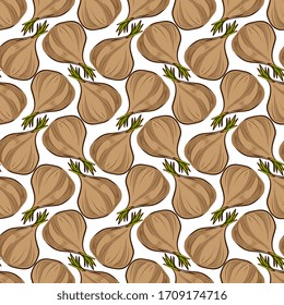 Onion wallpaper, illustration, vector on white background.