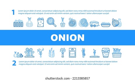 Onion White Red Food Vegetable Landing Web Page Header Vector. Cut Fresh, Half Slice, Raw Purple Green, Cooking Organic Plant Ingredient Bulb Onion White Red Food Vegetable Illustration