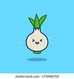 Ilustración del icono del vector blanco de cebolla. Verdura. Estilo de caricatura plano adecuado para la página de aterrizaje web, pancarta, adhesivo, fondo
