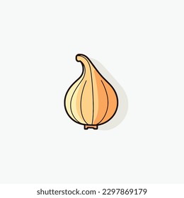Onion. Whole onion. Flat simple design. Vector illustration of organic farm fresh vegetables. Isolated on white background.