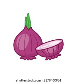 Onion Whole and slice Icon vector illustration. Isolated vector cartoon style.