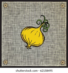 onion woodcut