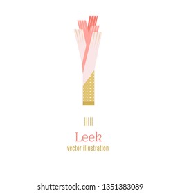 Onion,leek icon in flat style. Vector badge vegetable in geometric  style for brochures, banner, restaurant menu and market