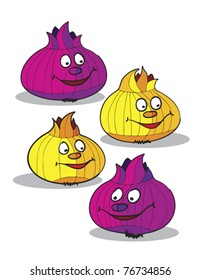 onions cartoon, abstract vector art illustration
