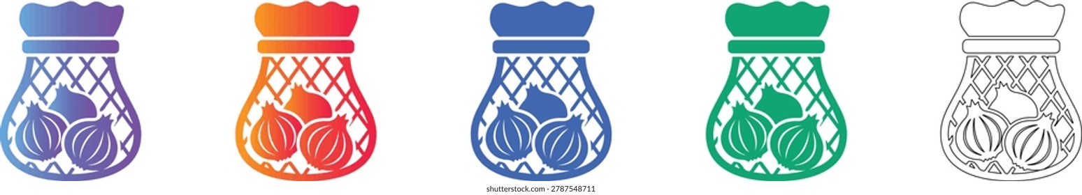 Onions in Mesh Bag Icon Collection vol 852