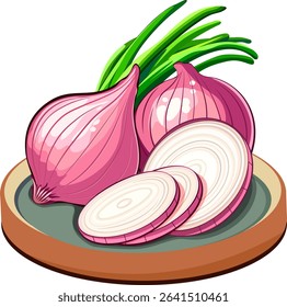 Onions on a plate without background