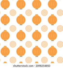 onions seamless pattern isolated on white background. Vector illustration of vegetables.