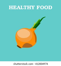  Onions vector logo.  Vegetable from the garden. Organic food. Vector illustration.