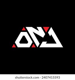 ONJ triangle letter logo design with triangle shape. ONJ triangle logo design monogram. ONJ triangle vector logo template with red color. ONJ triangular logo Simple, Elegant, and Luxurious design.