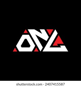 ONL triangle letter logo design with triangle shape. ONL triangle logo design monogram. ONL triangle vector logo template with red color. ONL triangular logo Simple, Elegant, and Luxurious design.