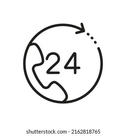 Online 24 simple line icon, Online 24 editable stroke outline icon, high quality vector symbol for mobile app.