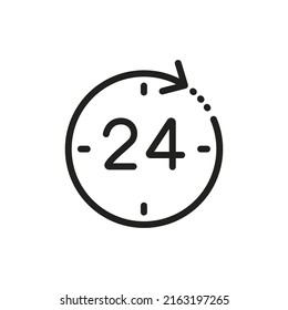 Online 24 simple line icon, Online 24 editable stroke outline icon, high quality vector symbol for mobile app.