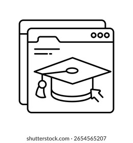 Ícone de estilo de ilustração de contorno Online Academy Vetor. Arquivo EPS 10