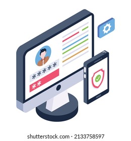 An online account security isometric icon design 

