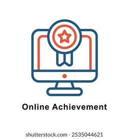 Icono de diseño de dos colores de contorno de Vector de logro en línea. Premios Símbolo sobre fondo blanco EPS 10 Archivo