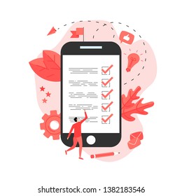 Online action plan concept with businessman. Business, time management	