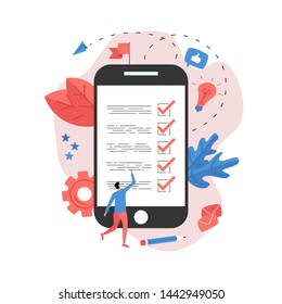 Online action plan concept with businessman. Business, time management	