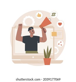 Online activism abstract concept vector illustration. Internet activism, digital communication, social media posting, information delivery, target audience, hashtag marketing abstract metaphor.