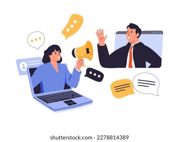 Online activism abstract concept vector illustration. Internet activism, digital communication, social media posting, information delivery, target audience, hashtag marketing abstract metaphor.